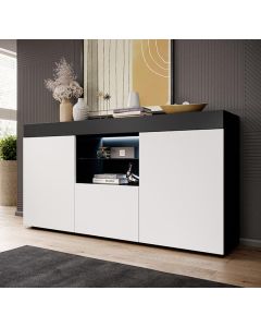 Credenza modello Sefora colore nero e bianco opaco (135x73x34cm)