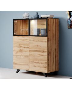 Credenza modello Viena A1 alto colore rovere e nero (100x123x40cm)