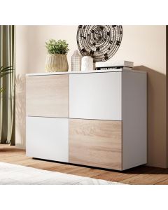 Credenza modello Zoel colore bianco e sonoma (90x68x34cm)