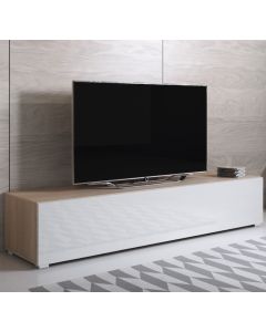 Mobile TV modello Luke H2 (160x32cm) colore sonoma e bianco con piedini standard