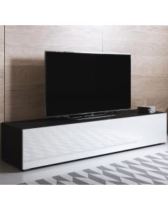 Mobile TV modello Luke H2 (160x32cm) colore nero e bianco con piedini standard