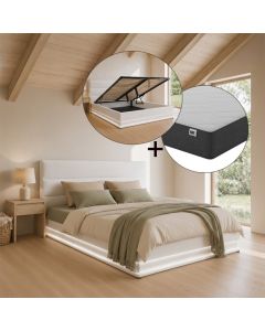 Letto contenitore di disegno Nitas in colore bianco con materasso (180x200cm)
