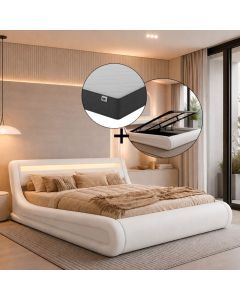 Letto contenitore di disegno Rodas in colore bianco con materasso (160x200cm)