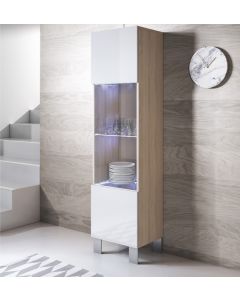 Vetrina modello Luke V6 (40x177cm) colore sonoma e bianco con piedini in alluminio