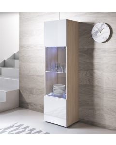 Vetrina modello Luke V6 (40x165cm) colore sonoma e bianco con piedini standard