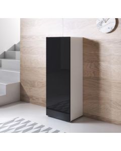 Armadio modello Luke V1 (40x128cm) colore bianco e nero con piedini standard