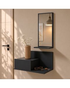 Mobile da ingresso Isabela con cassetto e specchio colore nero
