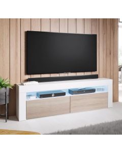 Mobile TV modello Aker (140x50,5cm) colore bianco e sonoma