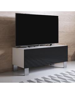 Mobile TV modello Luke H1 (100x42cm) colore bianco e nero con piedini in aluminium