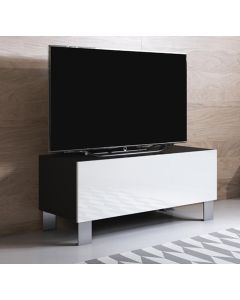 Mobile TV modello Luke H1 (100x42cm) colore nero e bianco con piedini in aluminium