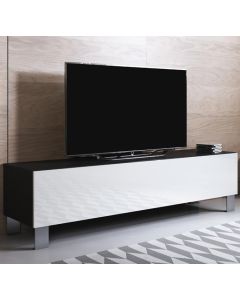 Mobile TV modello Luke H2 (160x42cm) colore nero e bianco con piedini in aluminium