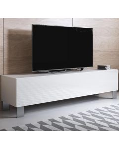 Mobile TV modello Luke H2 (160x42cm) colore bianco con piedini in aluminium