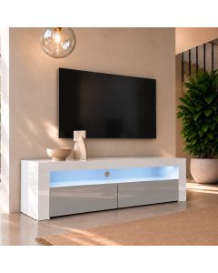 Mobile TV modello Aker (140x50,5cm) colore bianco e grigio