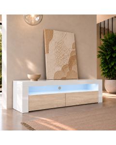 Mobile TV modello Aker (140x50,5cm) colore bianco e sonoma