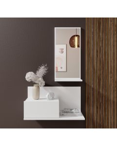 Mobile da ingresso Isabela con cassetto e specchio colore bianco