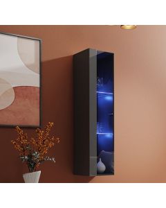 Vetrina pensile verticale modello Berit 30x120 in colore grigio con LED