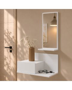 Mobile da ingresso Isabela con cassetto e specchio colore bianco