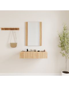 Mobile da ingresso colore Rovere Alba scanalato con cassetto e specchio Amira