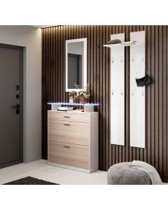 Set da ingresso con specchio e attaccapanni Paola bianco