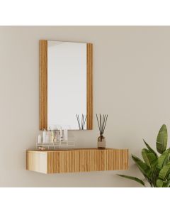 Toeletta colore Rovere Alba scanalata con cassetto e specchio Velia