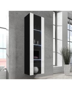 Vetrina pensile verticale Nora V5 (40x170cm) nero e bianco