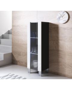 Vetrina modello Luke V2 (40x138cm) colore nero y bianco con piedini in alluminio