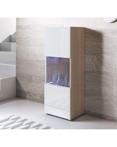 Vetrina modello Luke V3 (40x128cm) colore sonoma e bianco con piedini standard 