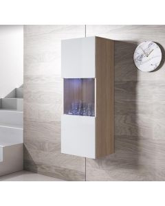 Vetrina pensile modello Luke V3 (40x126cm) colore sonoma e bianco