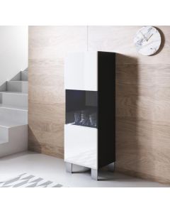 Vetrina modello Luke V3 (40x138cm) colore nero y bianco con piedini in alluminio