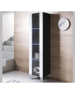 Vetrina modello Luke V5 (40x177cm) colore nero y bianco con piedini in alluminio