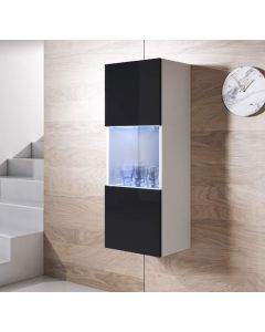 Vetrina pensile modello Luke V3 (40x126cm) colore bianco e nero