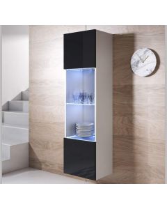 Vetrina pensile modello Luke V6 (40x165cm) colore bianco e nero