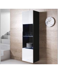 Vetrina pensile modello Luke V6 (40x165cm) colore nero e bianco