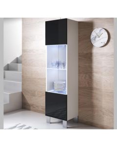 Vetrina modello Luke V6 (40x177cm) colore bianco e nero con piedini in alluminio