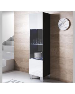 Vetrina modello Luke V6 (40x177cm) colore nero y bianco con piedini in alluminio