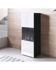 Vetrina modello Luke V3 (40x128cm) colore nero y bianco con piedini standard