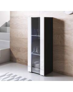 Vetrina modello Luke V2 (40x128cm) colore nero y bianco con piedini standard