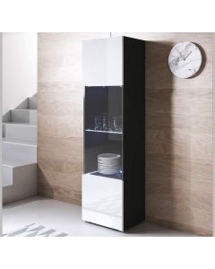 Vetrina modello Luke V6 (40x167cm) colore nero y bianco con piedini standard