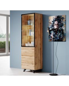 Vetrina con piedini modello Viena colore rovere e nero