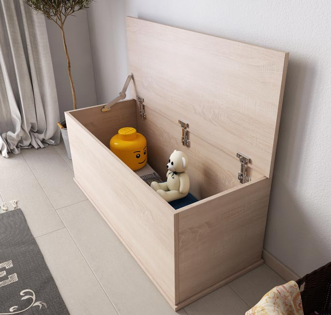 Baule Contenitore Ariel In Melamina Lucida - 100x40x40 Cm Nero Per Casa - Foto 10