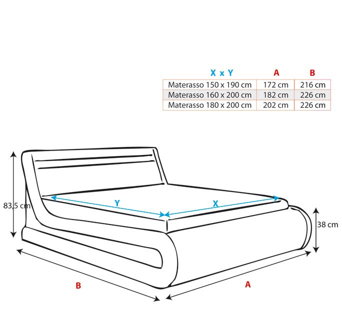 Letto Contenitore Di Disegno Rodas In Colore Bianco Con Materasso 180x200cm