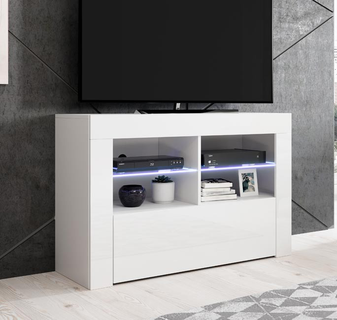 Mobile TV modello Lilian (100x65cm) colore bianco con LED RGB
