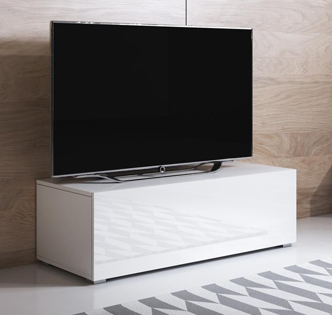 Mobile TV modello Luke H1 (100x32cm) colore bianco con piedini standard
