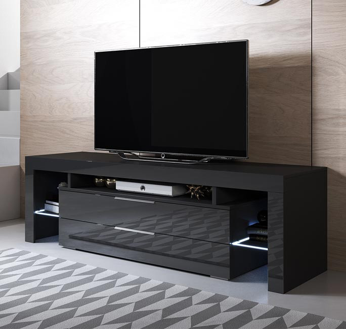Mobile TV modello Selma (160x53cm) colore nero con LED RGB