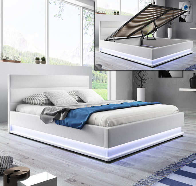 Letto Matrimoniale Moderno Contenitore Nitas Bianco