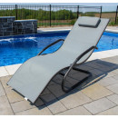 Tumbona wave Lounger - Aluminum - Grey on Matte Black 