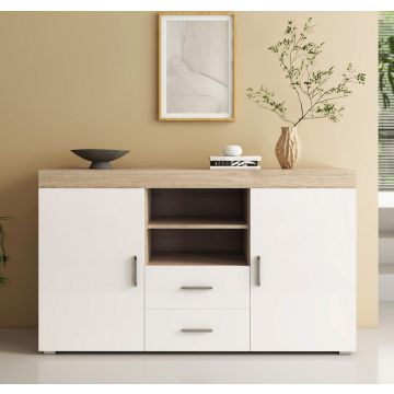 Credenza modello Roque colore sonoma e bianco (140x80x40cm)