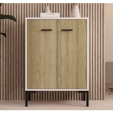 Credenza piccola Bianco e Sonoma 84 cm Lander L15