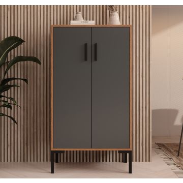 Credenza piccola colore Noce Ambar e Grigio 110,5 cm Lander L17