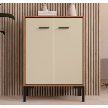 Credenza piccola colore Noce Ambar e Beige 84 cm Lander L15
